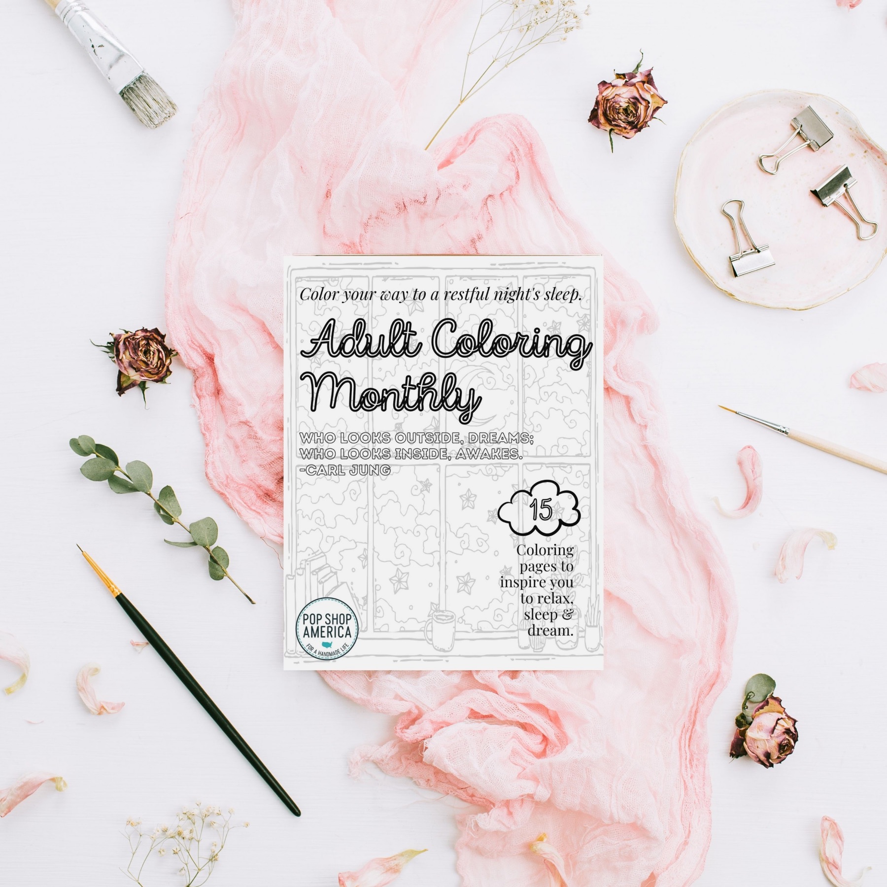 mock up september adult coloring monthly