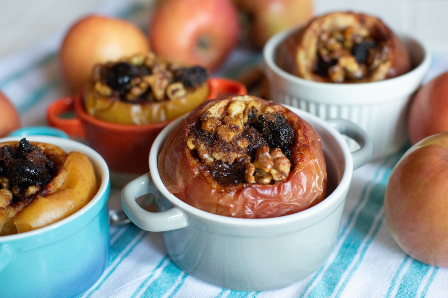 finished baked apples with walnuts and cherries recipe