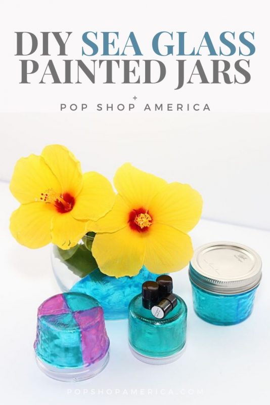 diy sea glass painted glass jars craft tutorial