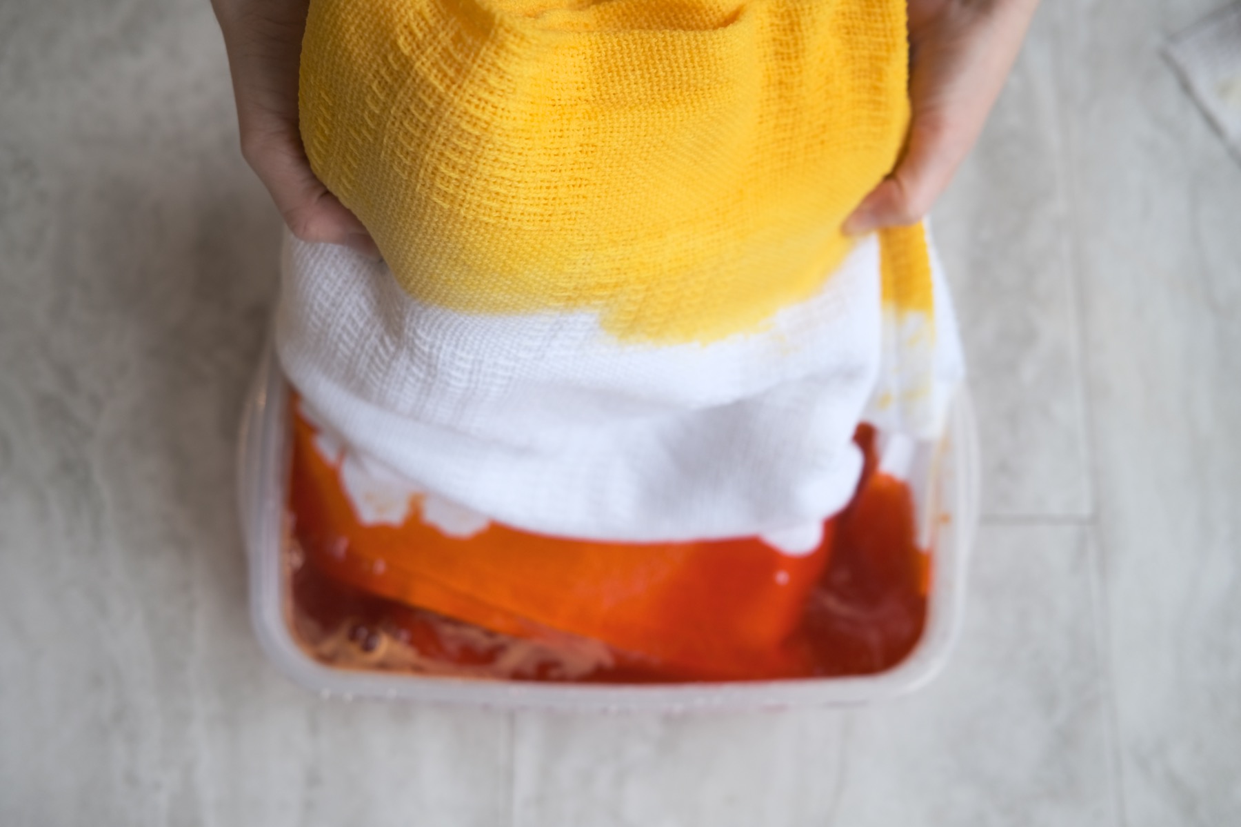 dyeing the blanket with the second color