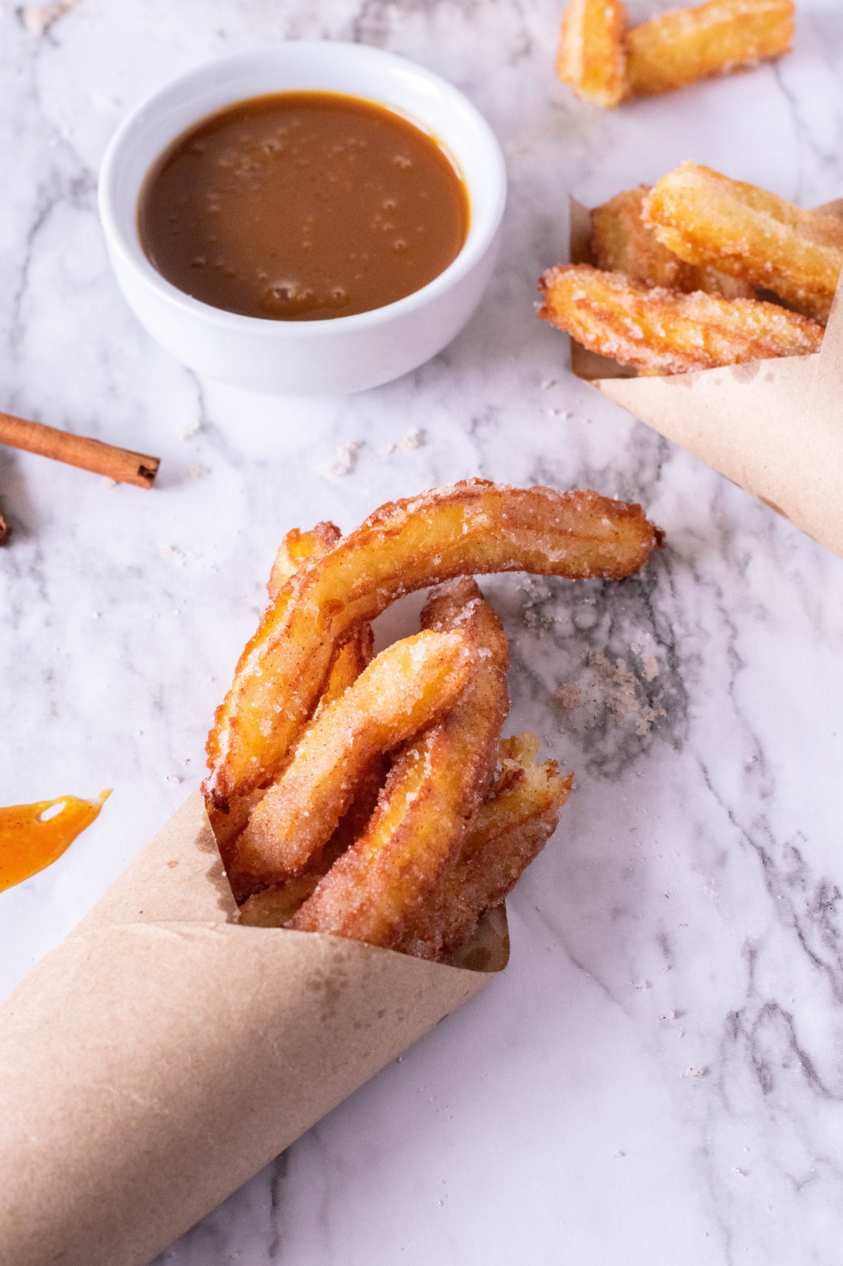 finished churros fried pastry recipe