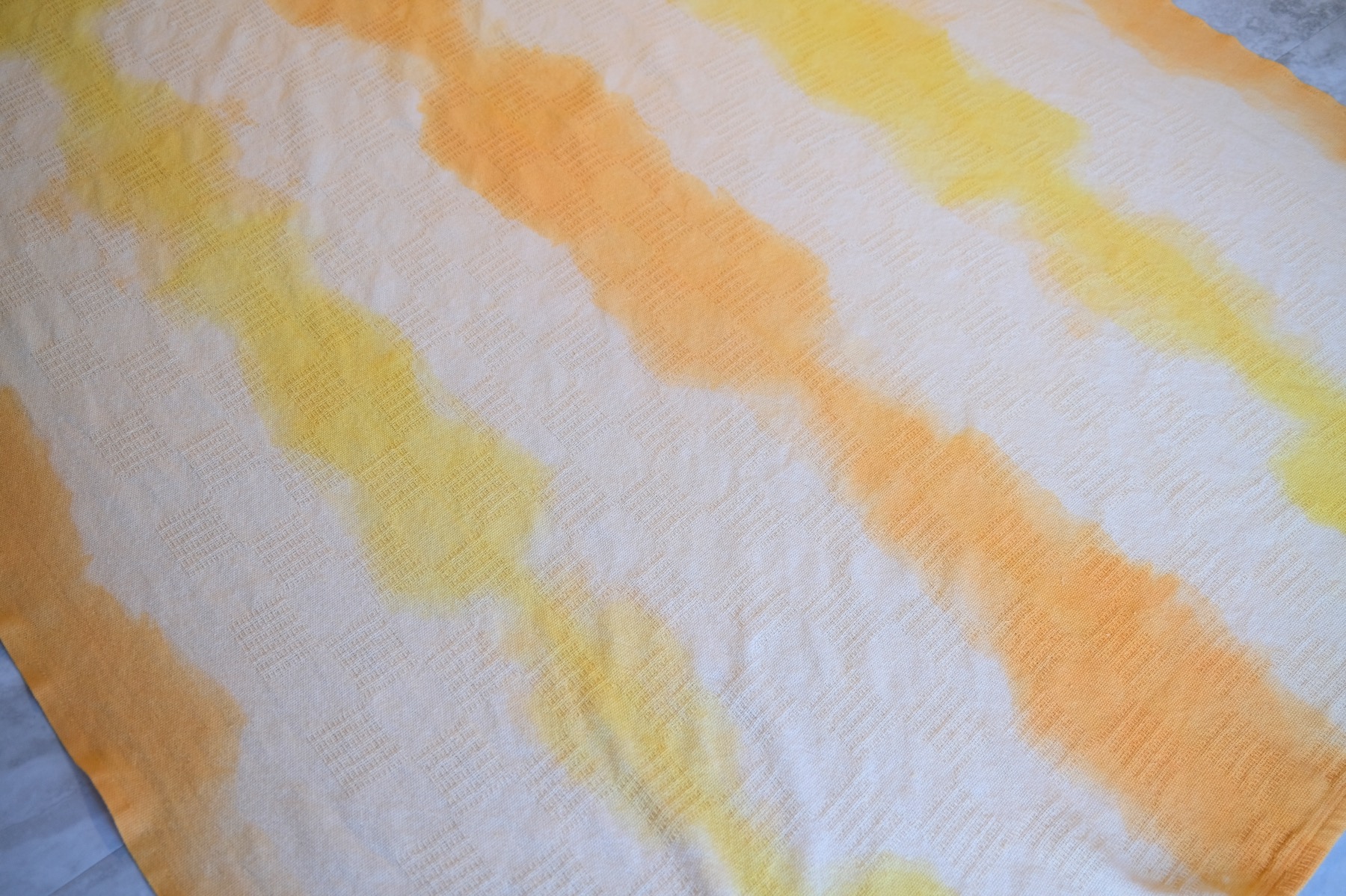 finished orange and yellow dip dyed blanket pop shop america