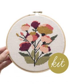 coral-flowers-cross-stitch-making-supply-kit