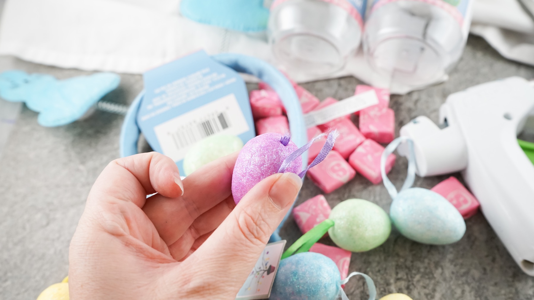 cut the easter egg ornaments to make a treat jar