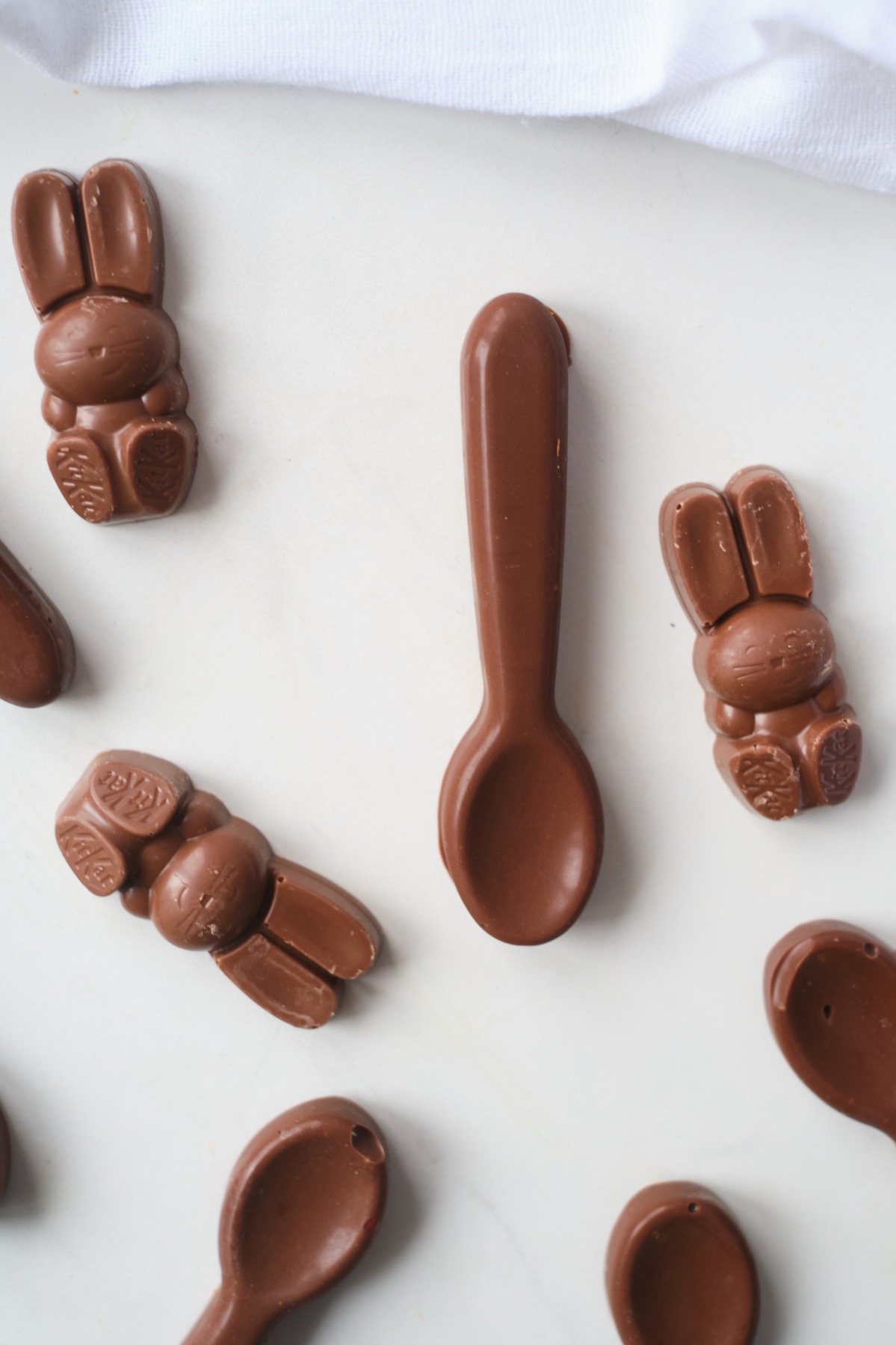 detail of chocolate spoons and bunnies pop shop america