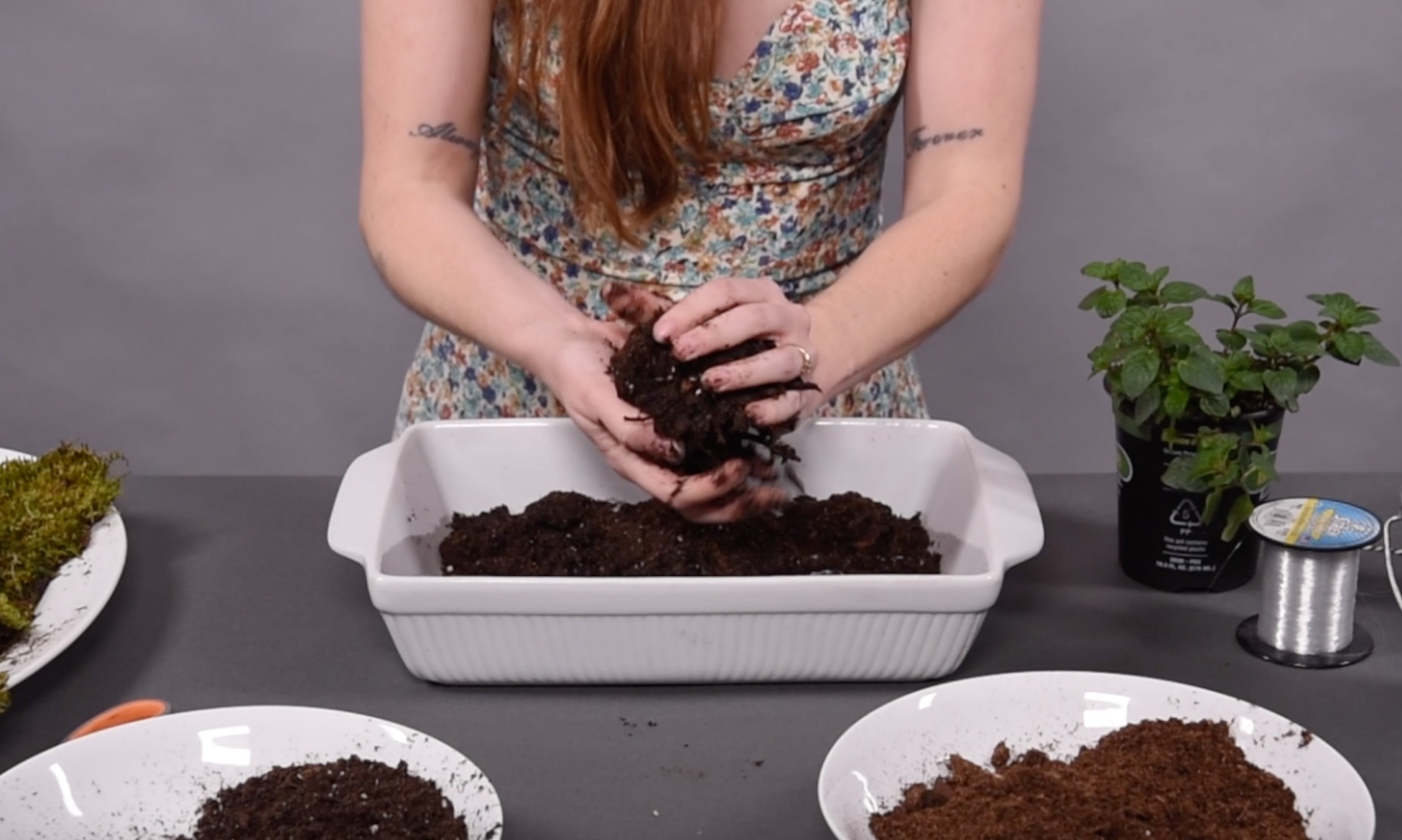 add water and make a mud ball of soil