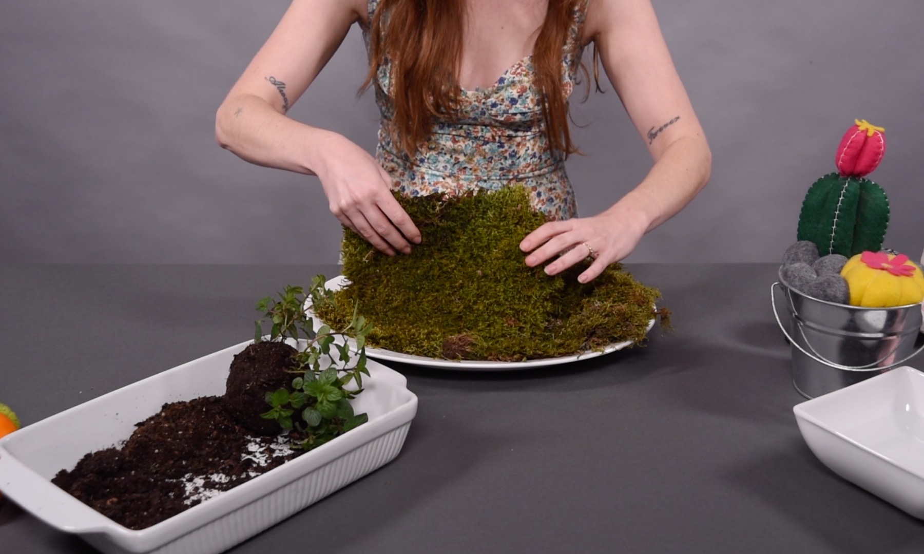 flip your reindeer moss to face the green side out