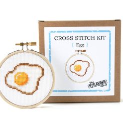 fried egg cross stitch kit with a box pop shop america