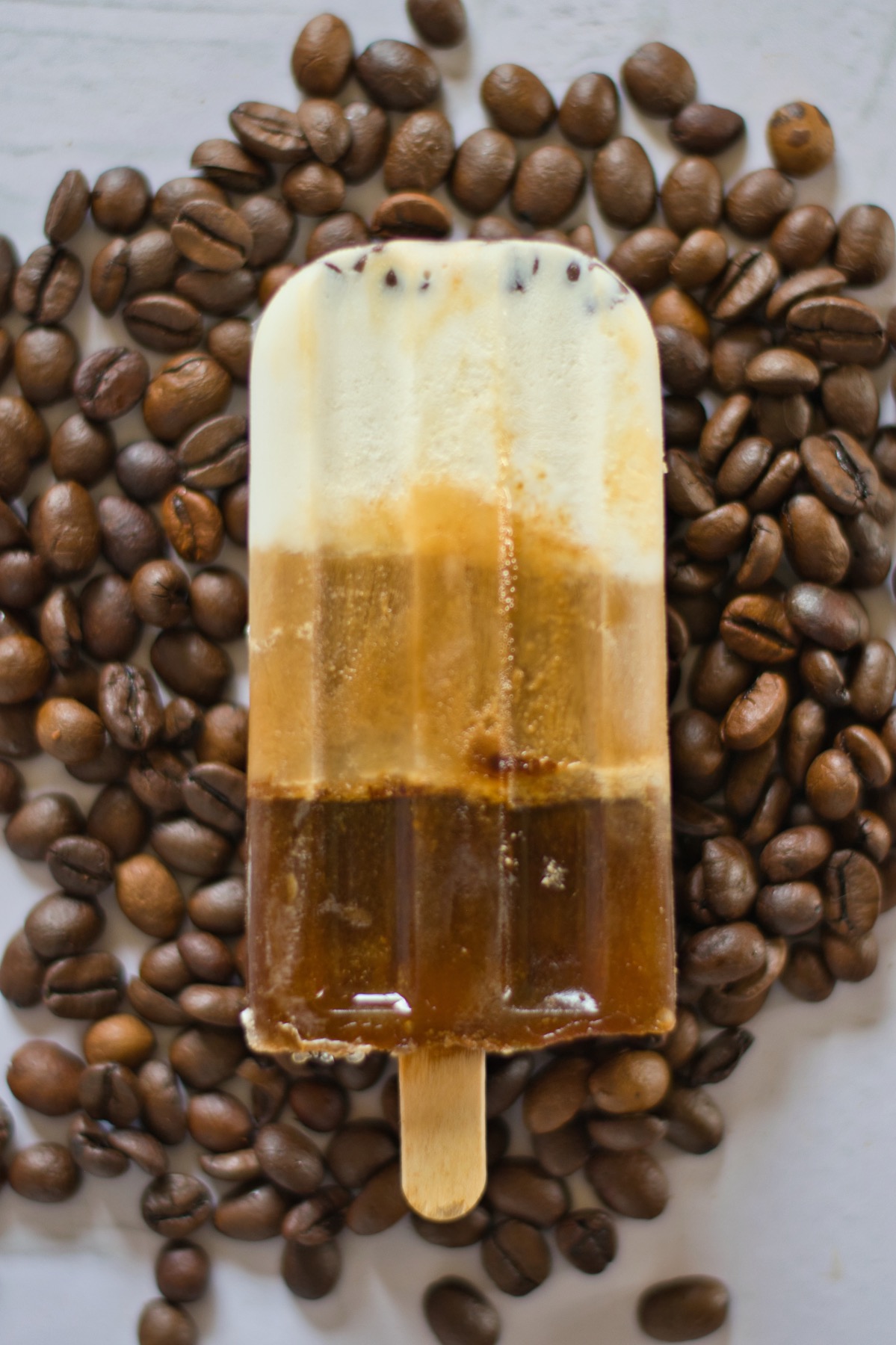 finished iced coffee popsicles with chocolate chips