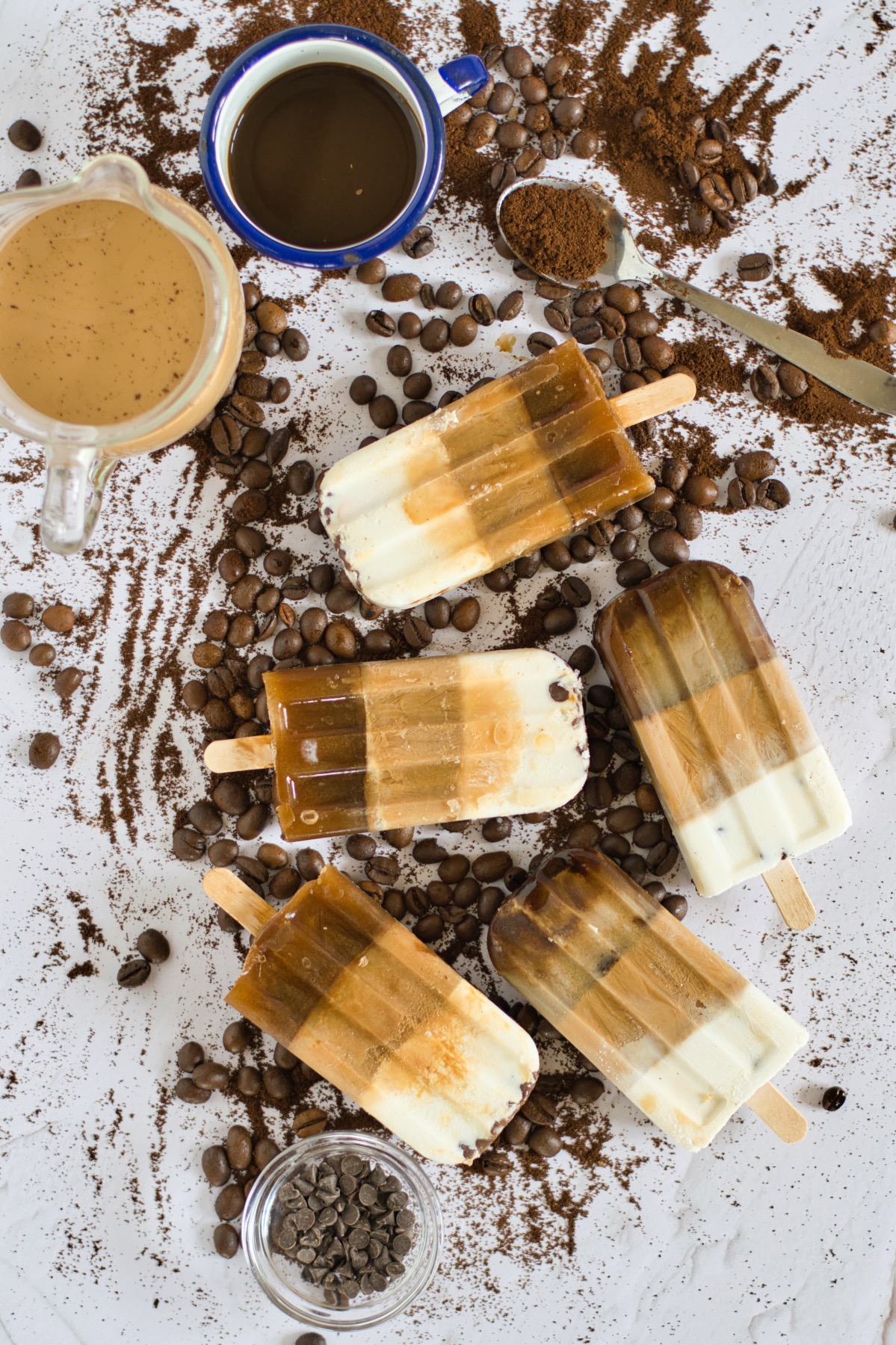finished recipe for layered coffee popsicles