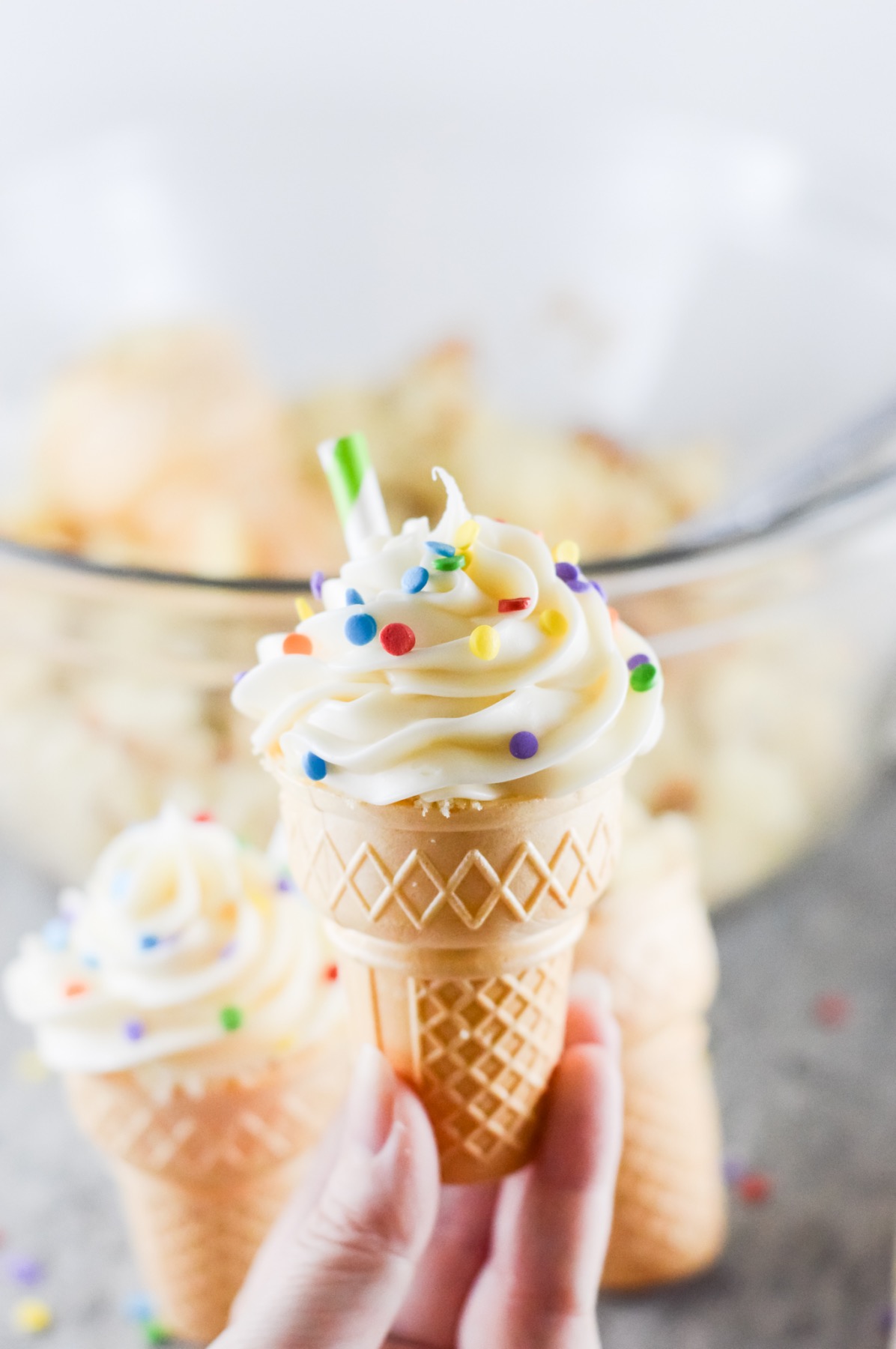 rainbow sprinkled ice cream cone cupcakes diy