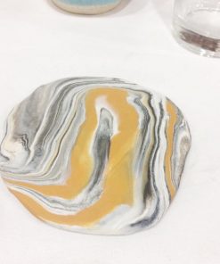 close up of diy marbled clay trinket dish