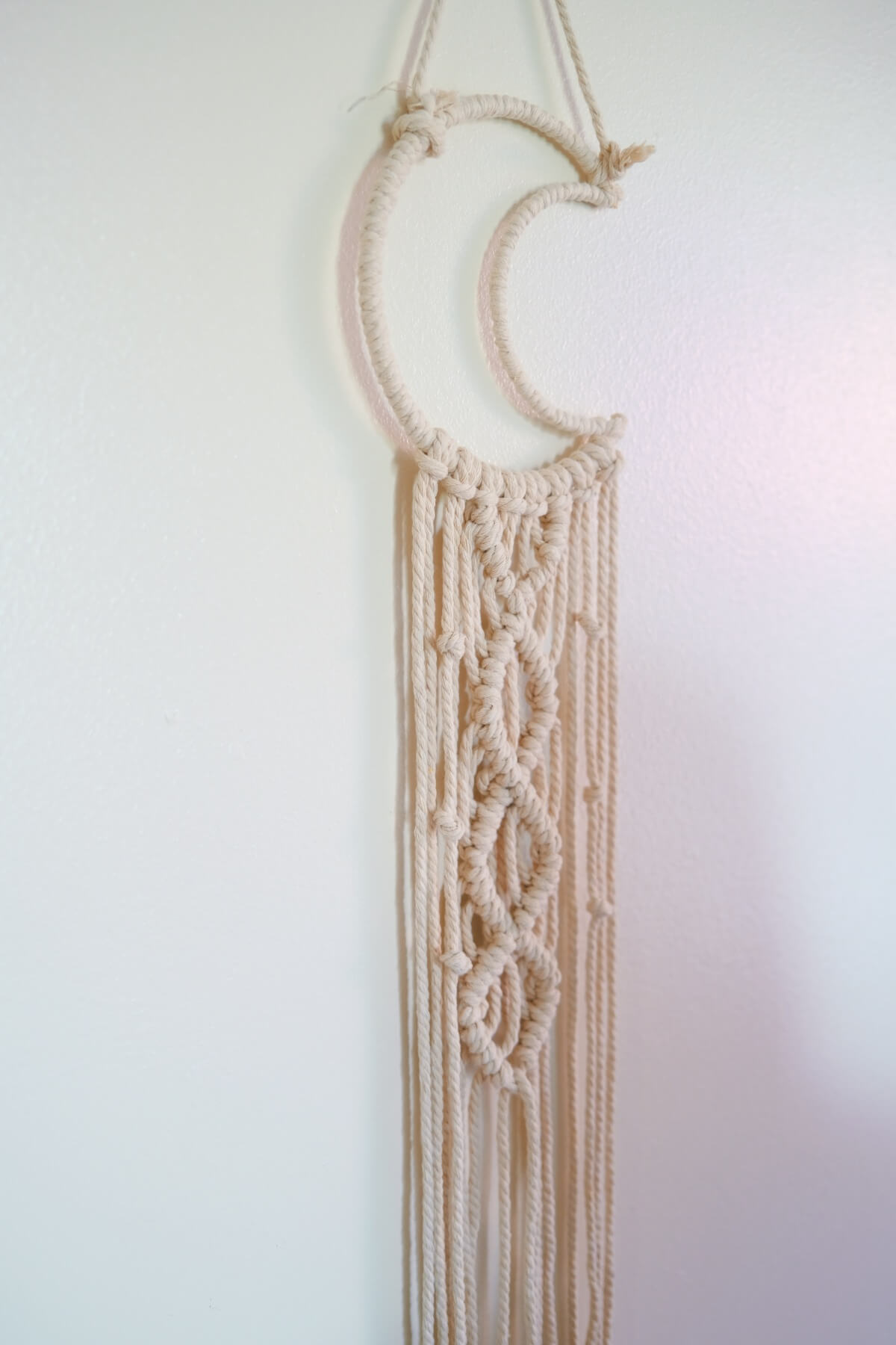 detail of the finished macrame before adding lights