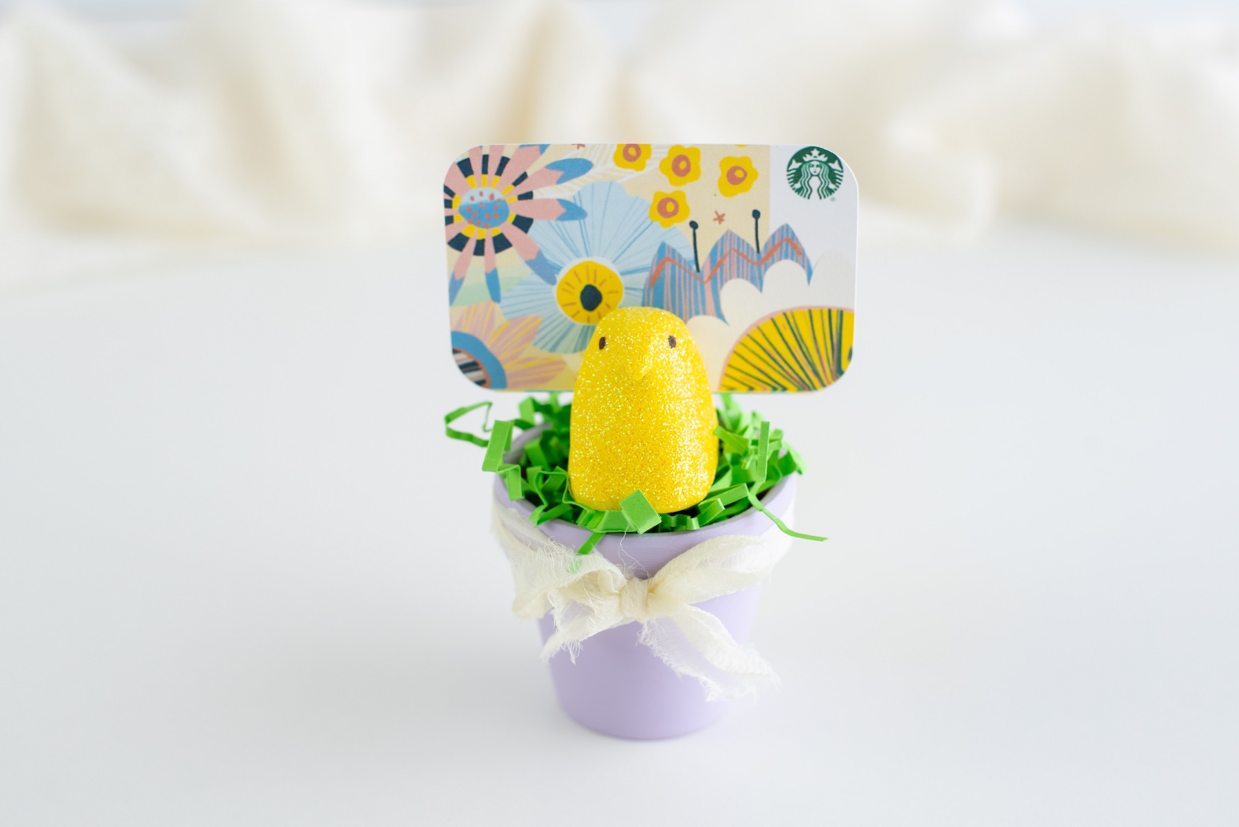 close up of easter peeps place card holders for tables
