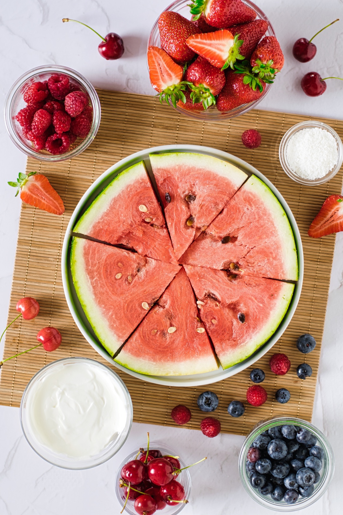 add a layer of yogurt to your watermelon slices