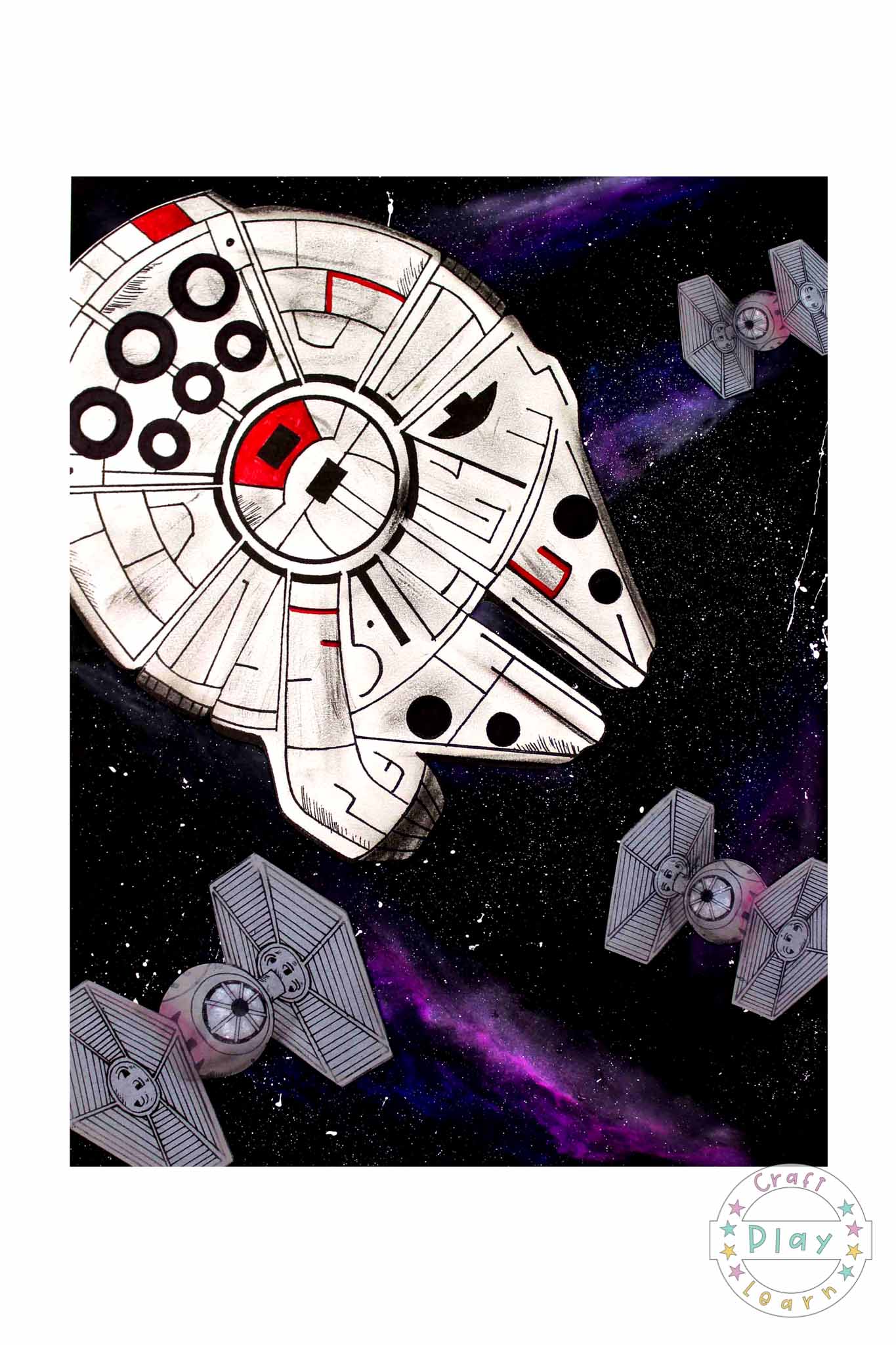 millennium falcon art project by craft play learn