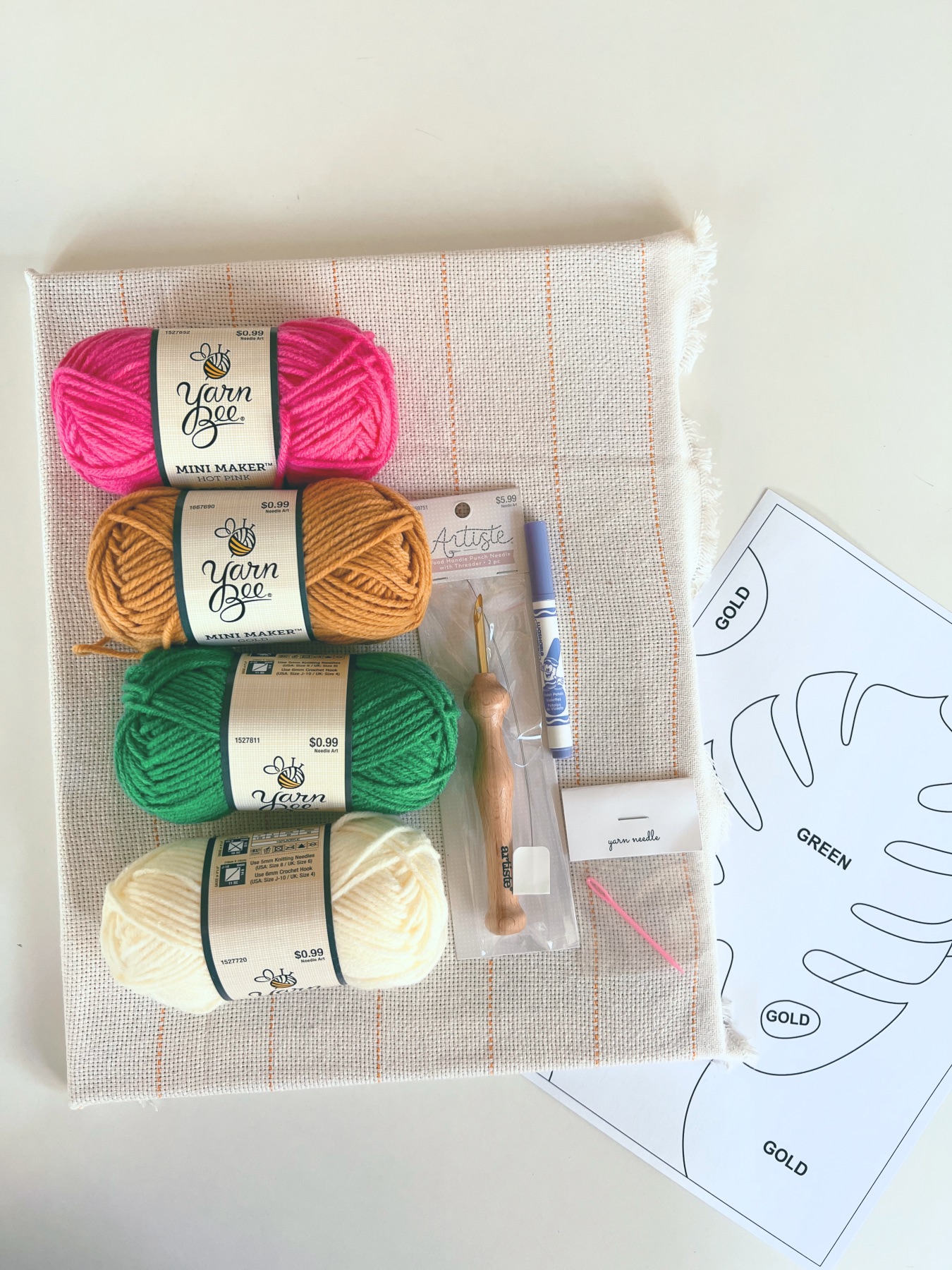 supplies to make a punch needle rug