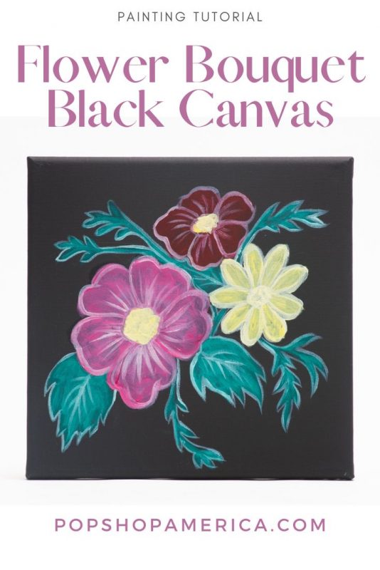 Flower Bouquet Black Canvas Painting Tutorial Feature