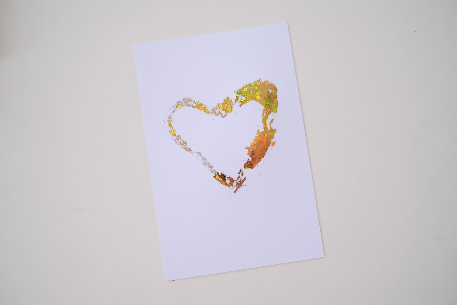 foil transfer heart on a card
