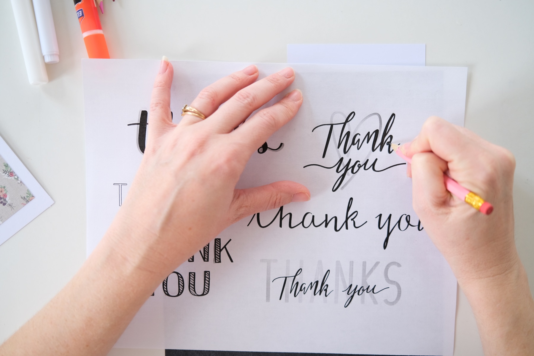 use carbon paper to transfer thank you