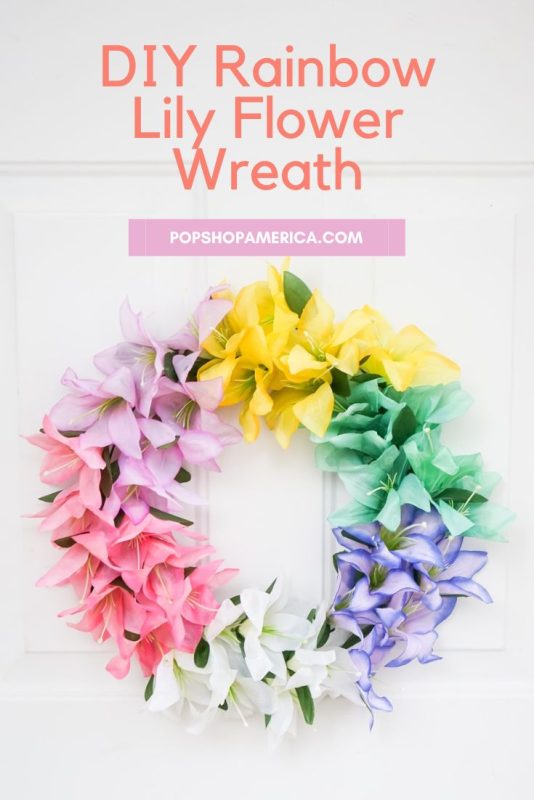 diy rainbow lily flower wreath tutorial